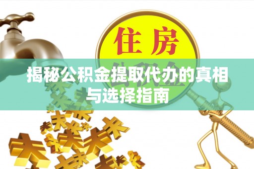灵宝揭秘公积金提取代办的真相与选择指南